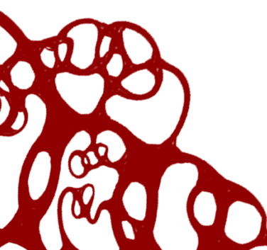 a drawing in red of a bubble-like structure