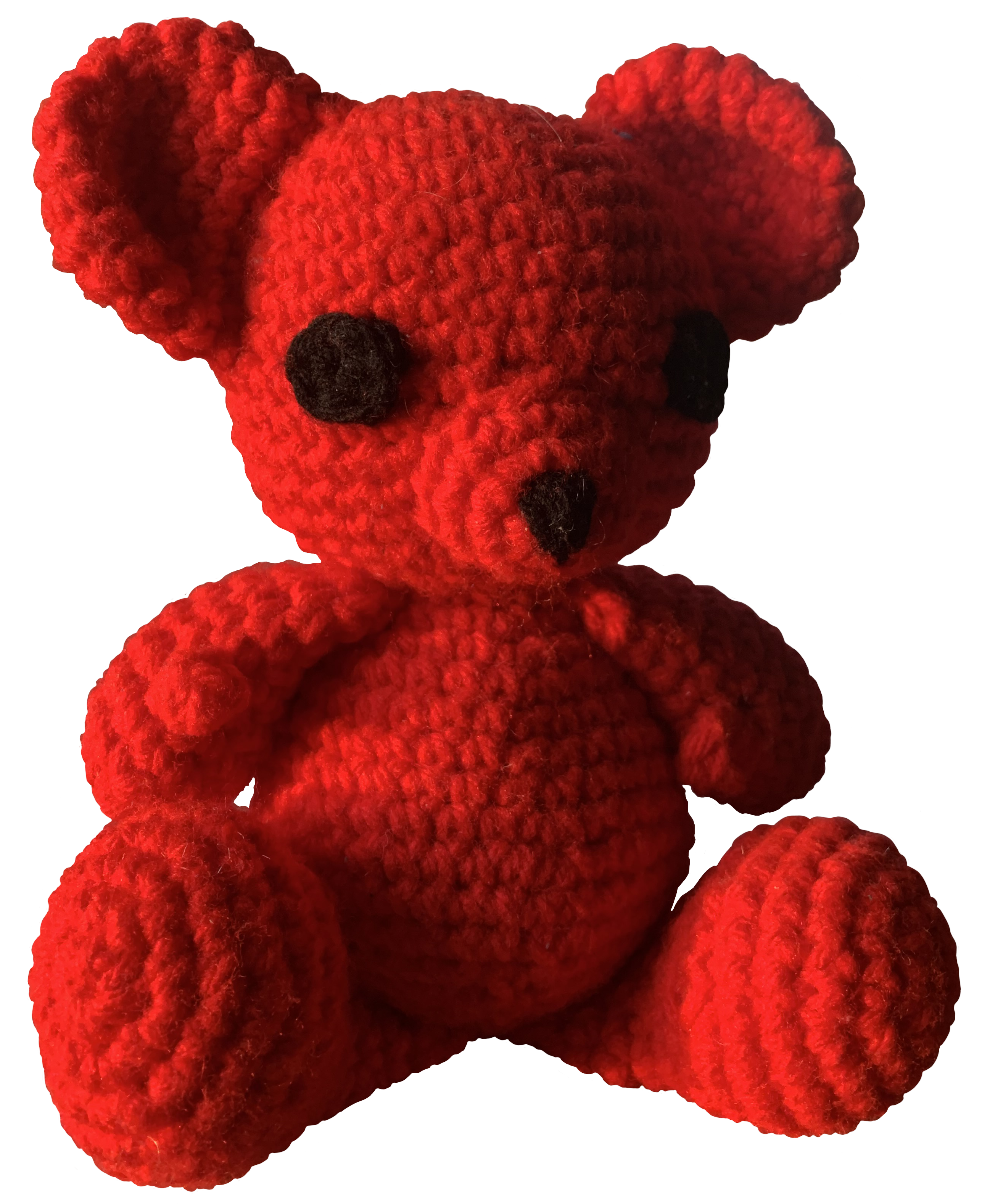 red crochet teddy bear