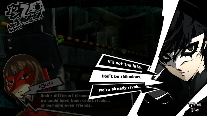 Goro Akechi telling Joker, 'Under different circumstances we could have been great rivals... or perhaps even friends.'